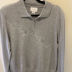 Alfred Dunner Soft Gray Knit Sweater